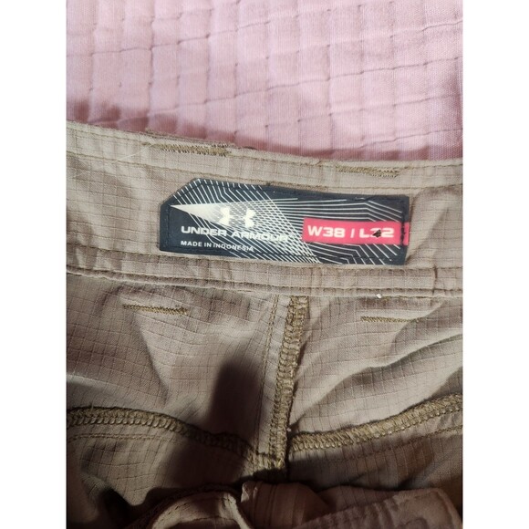 Under Armour 38x32 Brown Ripstop 1205777 Hunt Fish Convertible Mens Cargo Pants - Picture 3 of 7